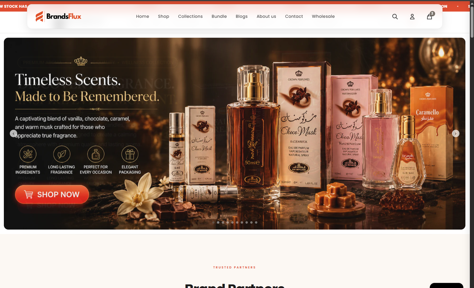 Screenshot of BrandsFlux Shopify store